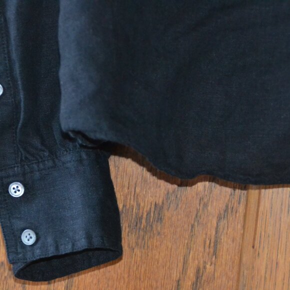 J Crew Cabana Top Blouse BLACK 100% Linen SMALL Long Sleeves - Picture 6 of 6
